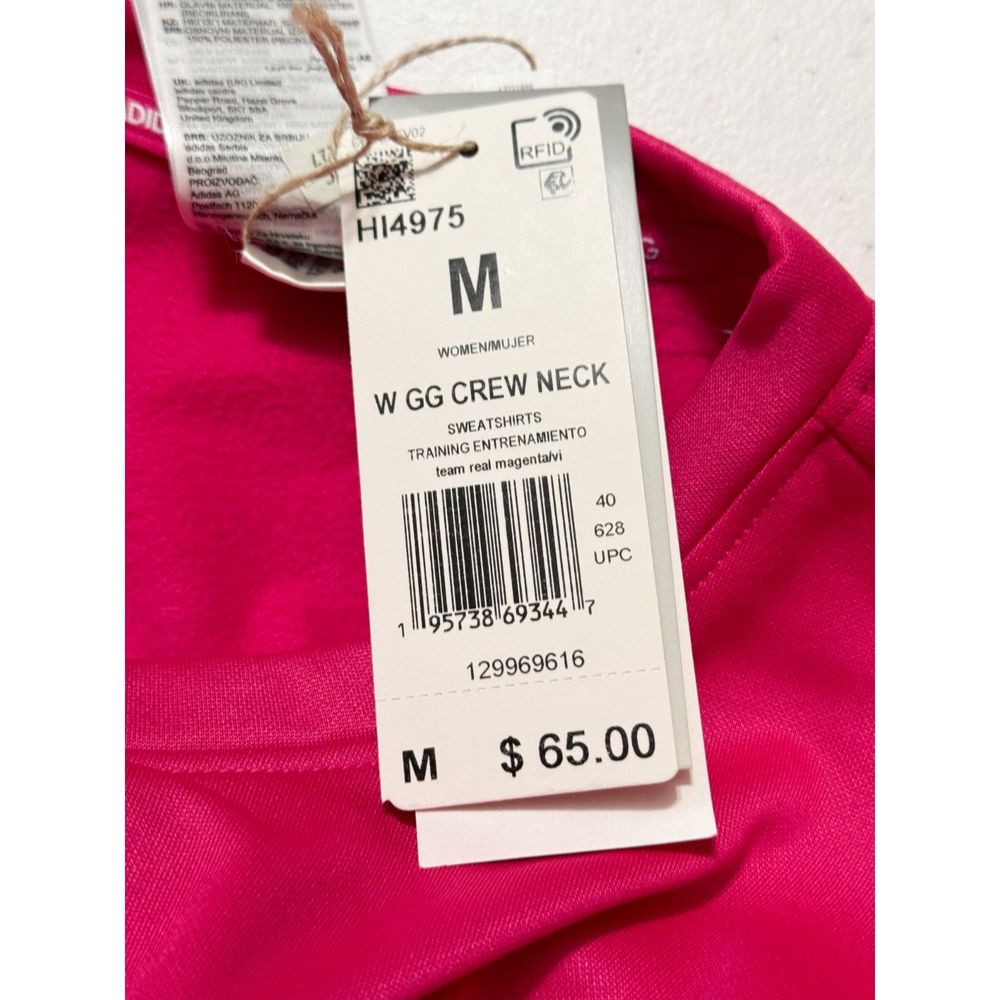 Adidas NWT Sz M Magenta Vivid Red Women's Aeroready Crew Neck Sweater - Picture 10 of 13